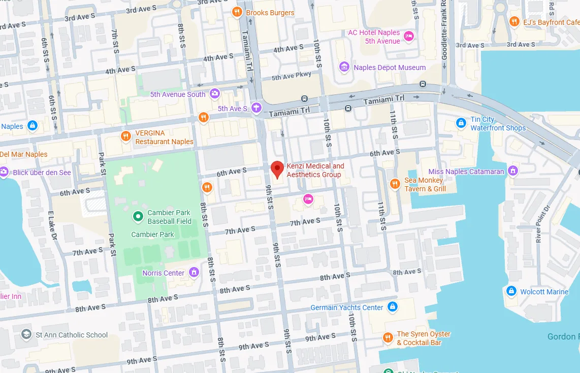 Map showing Kenzi MedSpa & Wellness Center at 900 6th Avenue South, Naples, Florida